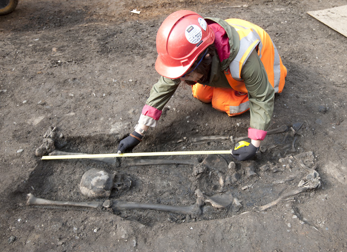 Beheaded Roman skeleton uncovered during Broadgate ticket hall excavation